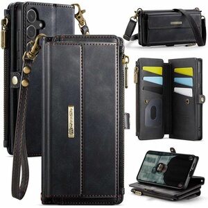 NEW Wallet Case for Samsung Galaxy S25 Phone RFID Blocking PU Leather with Strap